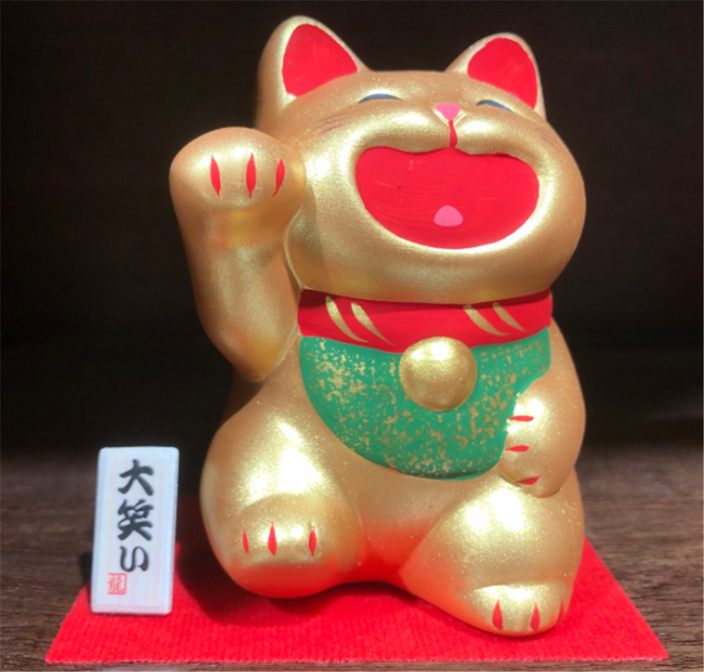 0119gz438-招財貓-大笑好運貓 •金（B124）