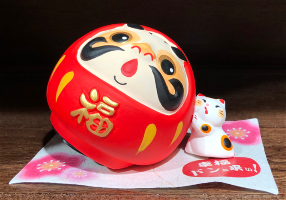 0119gz441-招財貓-達摩不倒翁存錢罐（紅）（B127）