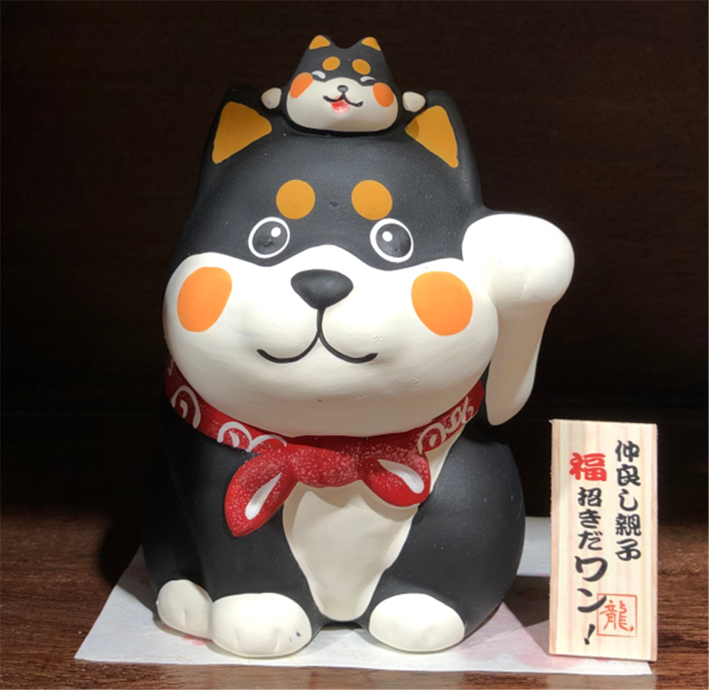 0119gz442-招財貓-親子幸運存錢罐（黑）（B128）