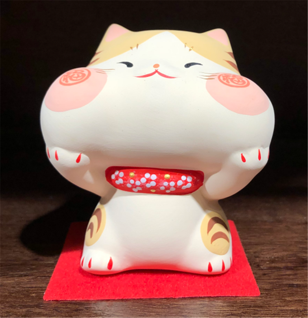 0119gz447-招財貓-福氣快樂貓 •黃（B133）