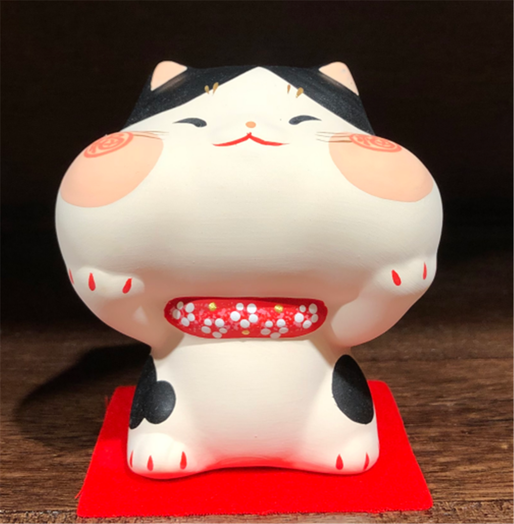 0119gz448-招財貓-福氣快樂貓 •黑（B134）