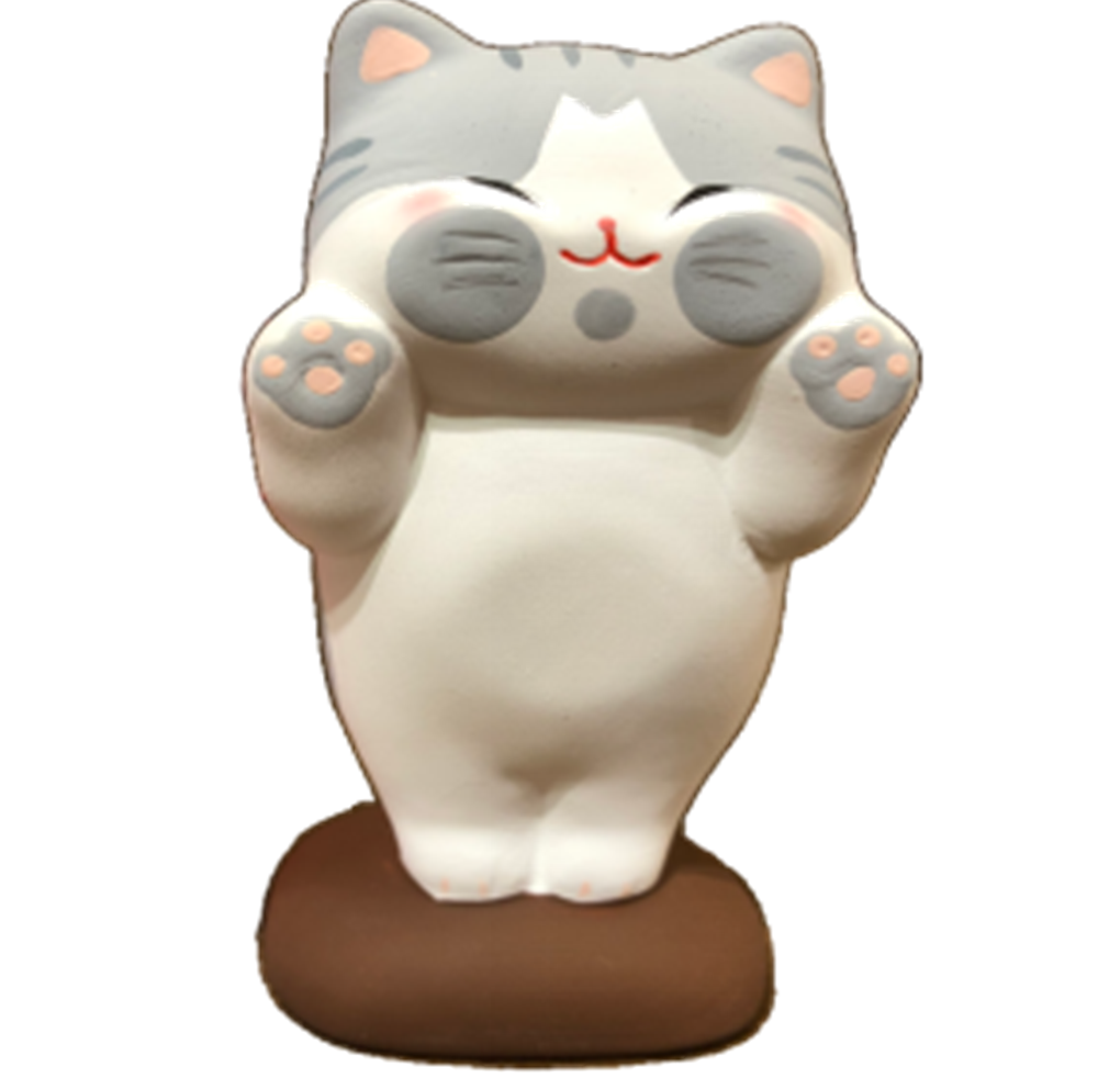 0119gz466-招財貓-小趴窗來財貓（灰）（B152）