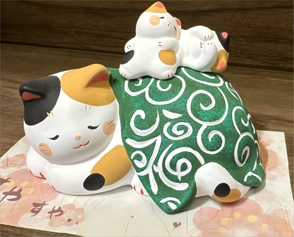 0119gz469-招財貓-愜意酣睡母子貓（B155）