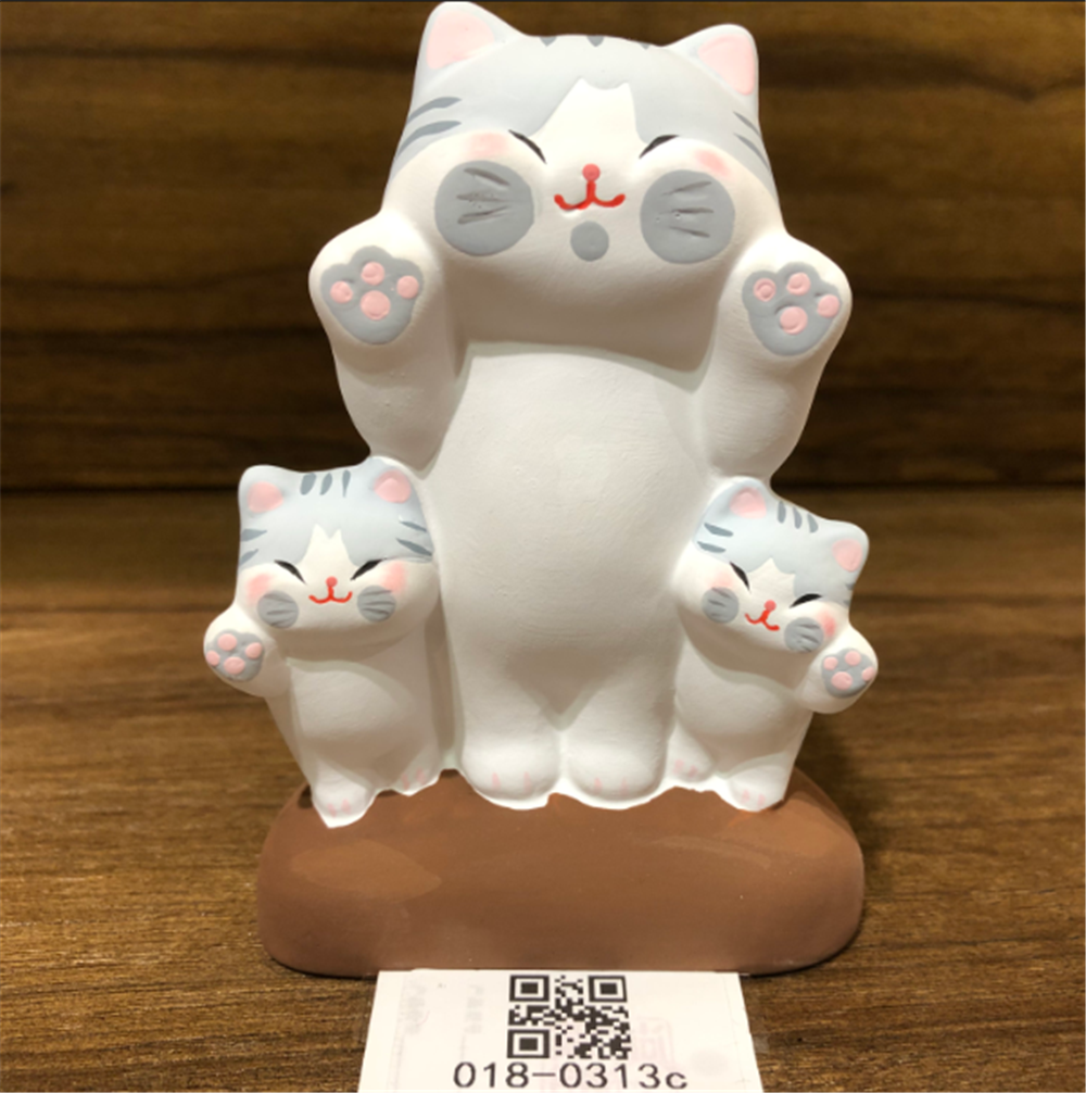 0119gz476-招財貓-親子趴窗來財貓（灰）（B162）