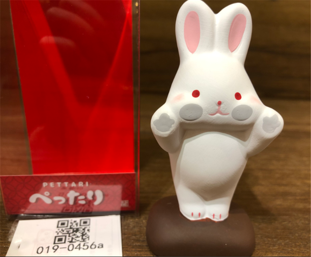 0119gz487-招財貓-趴窗小白兔（B173）