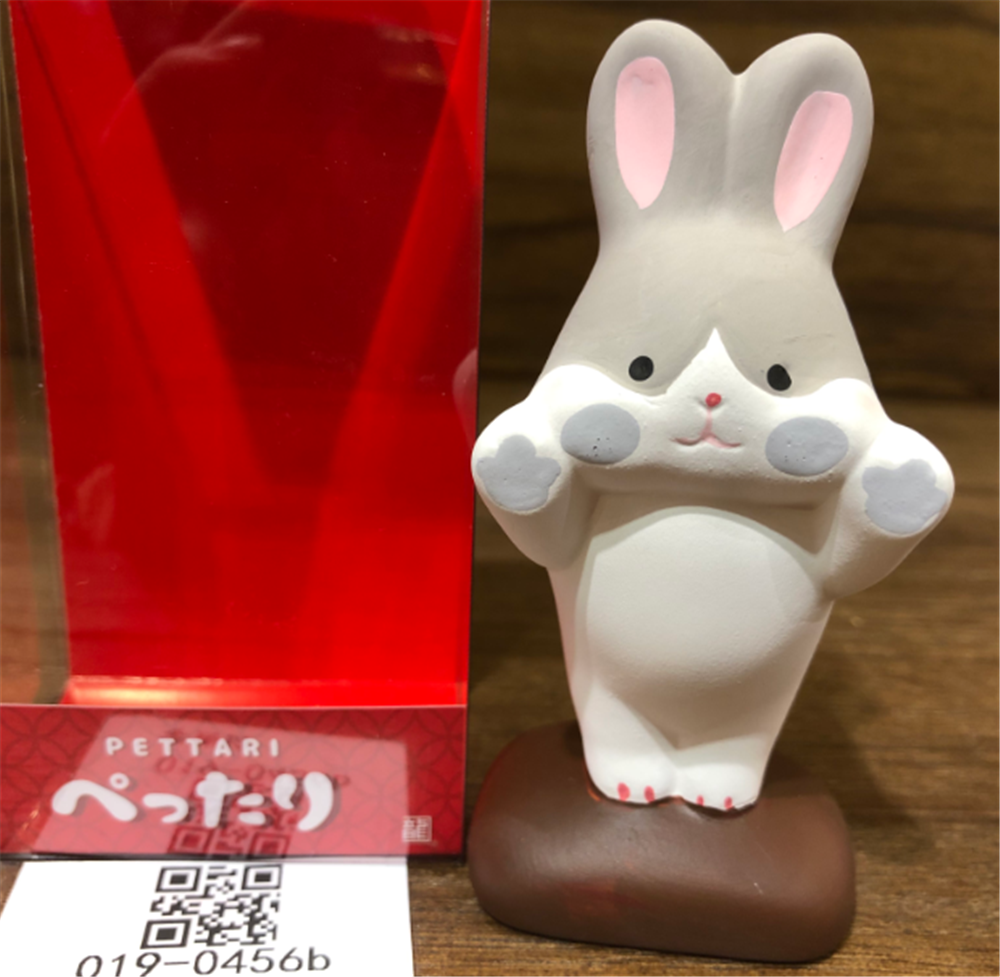 0119gz488-招財貓-趴窗小灰兔（B174）