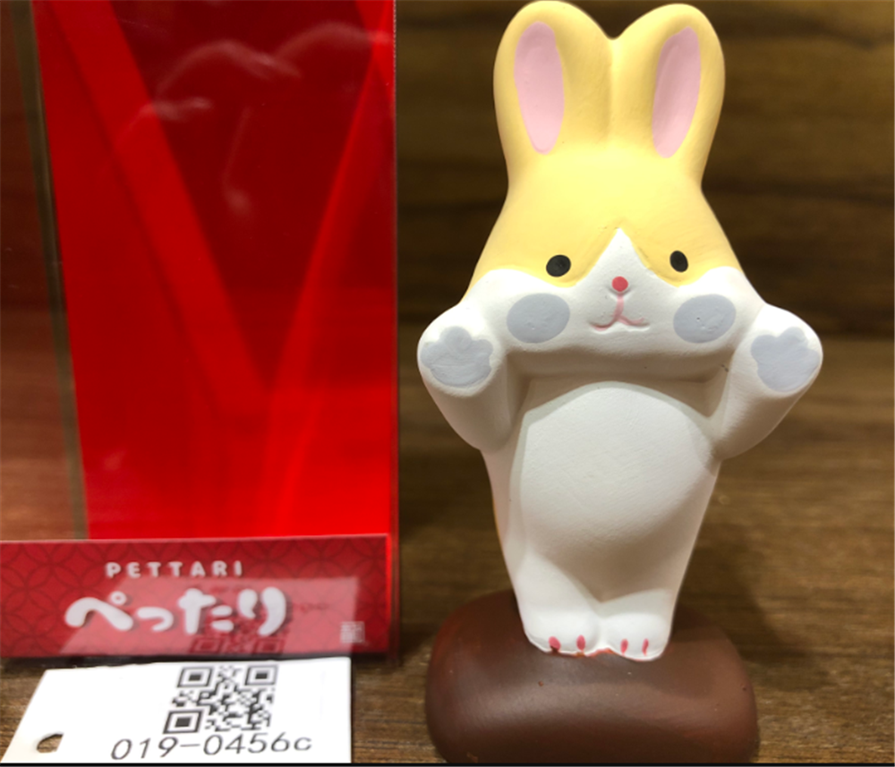 0119gz489-招財貓-趴窗小黃兔（B175）