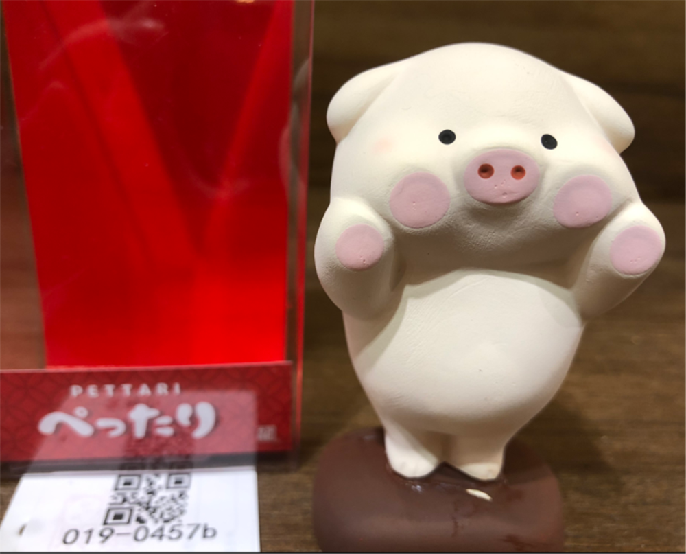 0119gz491-招財貓-趴窗福豬（灰）（B177）