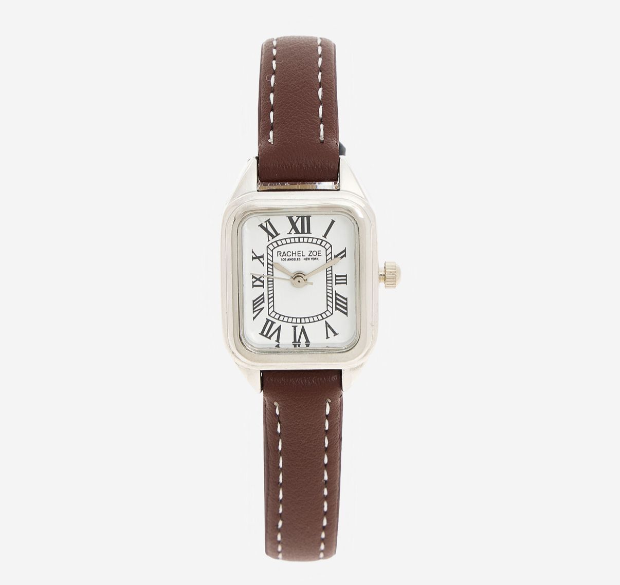 英國代購 (獨立訂單)-RACHEL ZOE Brown & Silver Tone Leather Watch
