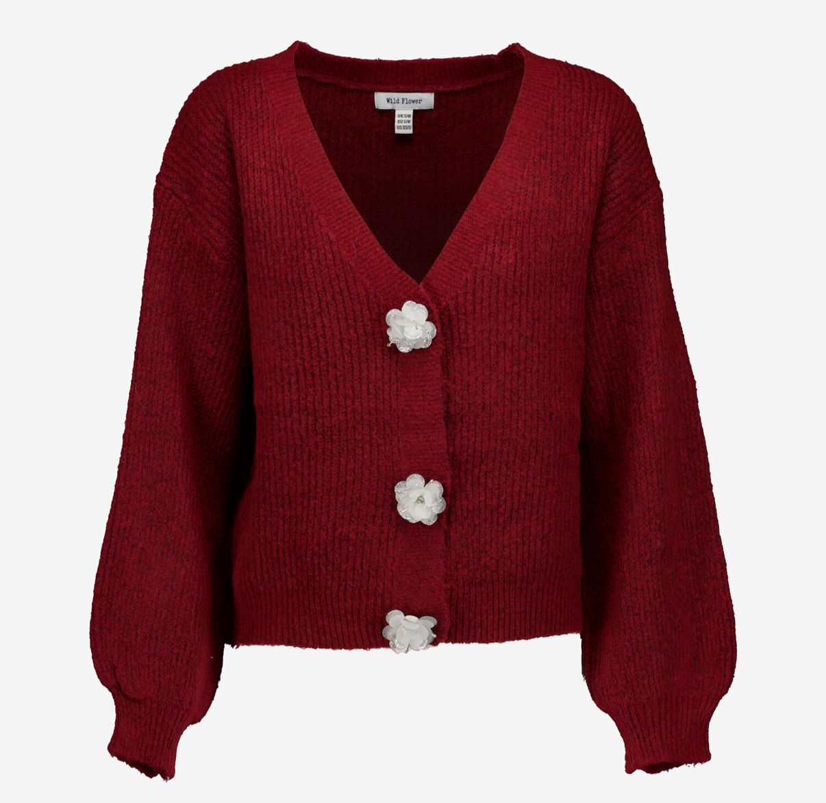 英國代購 (獨立訂單)-WILD FLOWER Wine Flower Decal Knit Cardigan 🎄🎄香港現貨🎄🎄