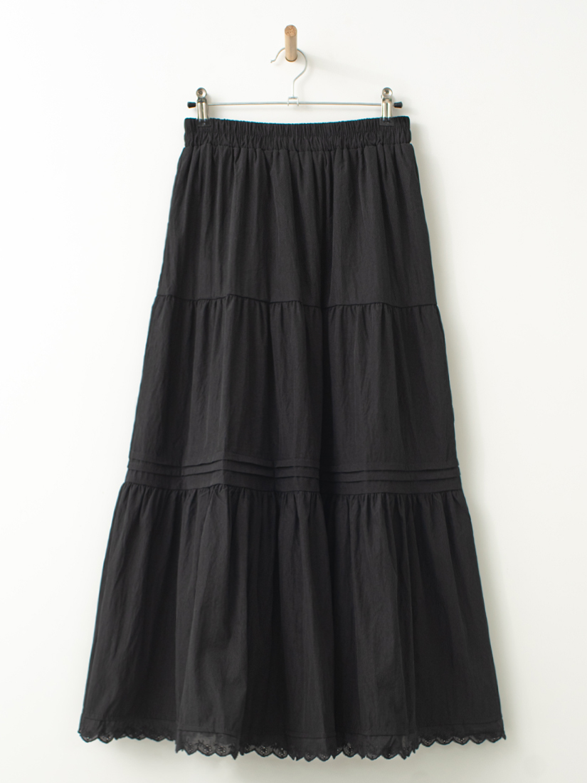 下擺棉布蕾絲層次蛋糕長裙