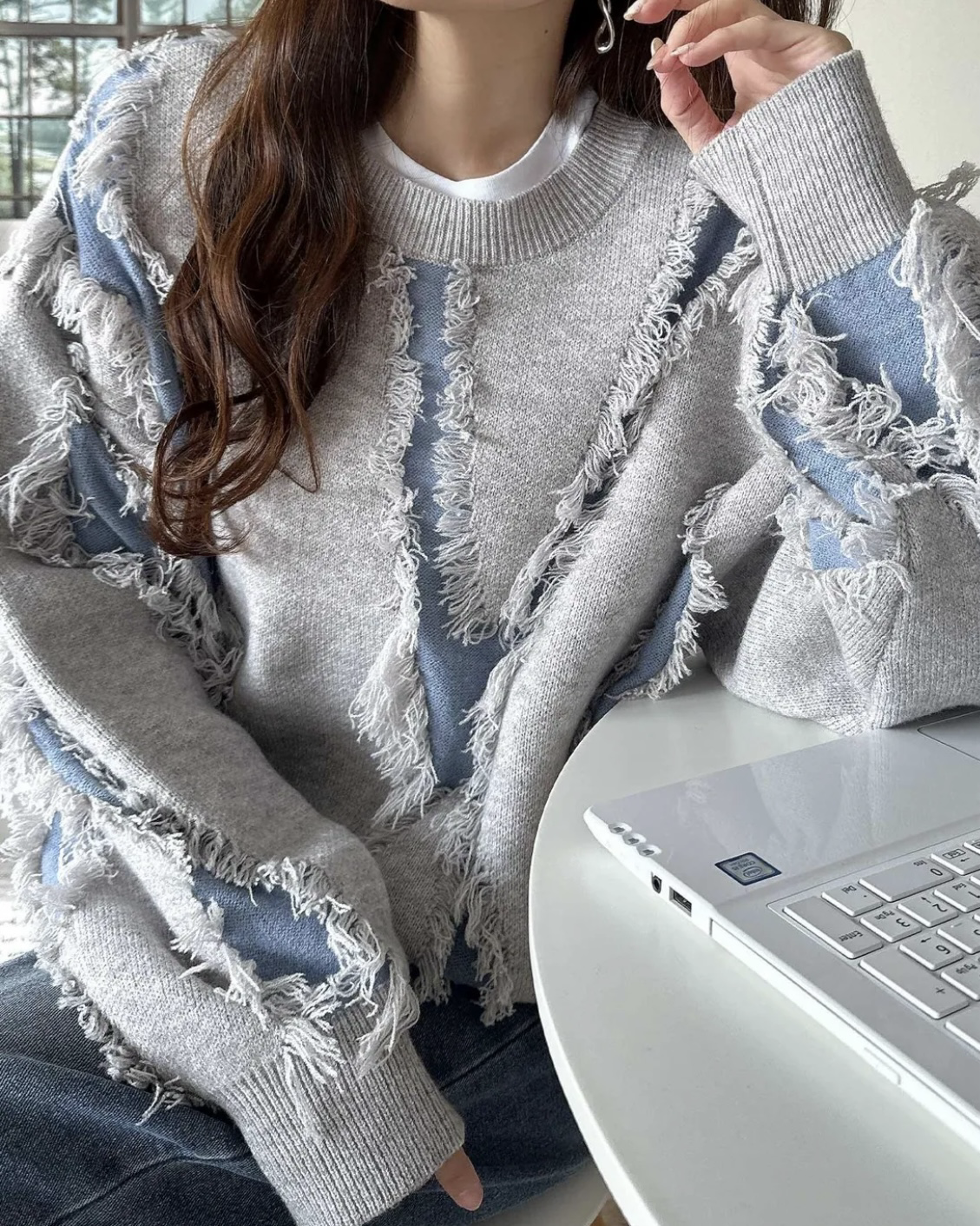 <日本限定>Classical Elf 流蘇針織衫 撞色 拼接 寬鬆 長袖 上衣 共5色