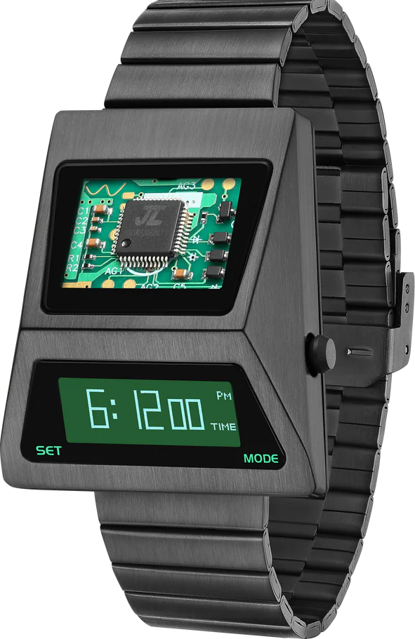 萬年鐘錶 -  Benlydesign  CYBER WATCH 科技感OLED 顯示造型電子錶 S3000GA-C-GREEN 錶徑45*39.9MM