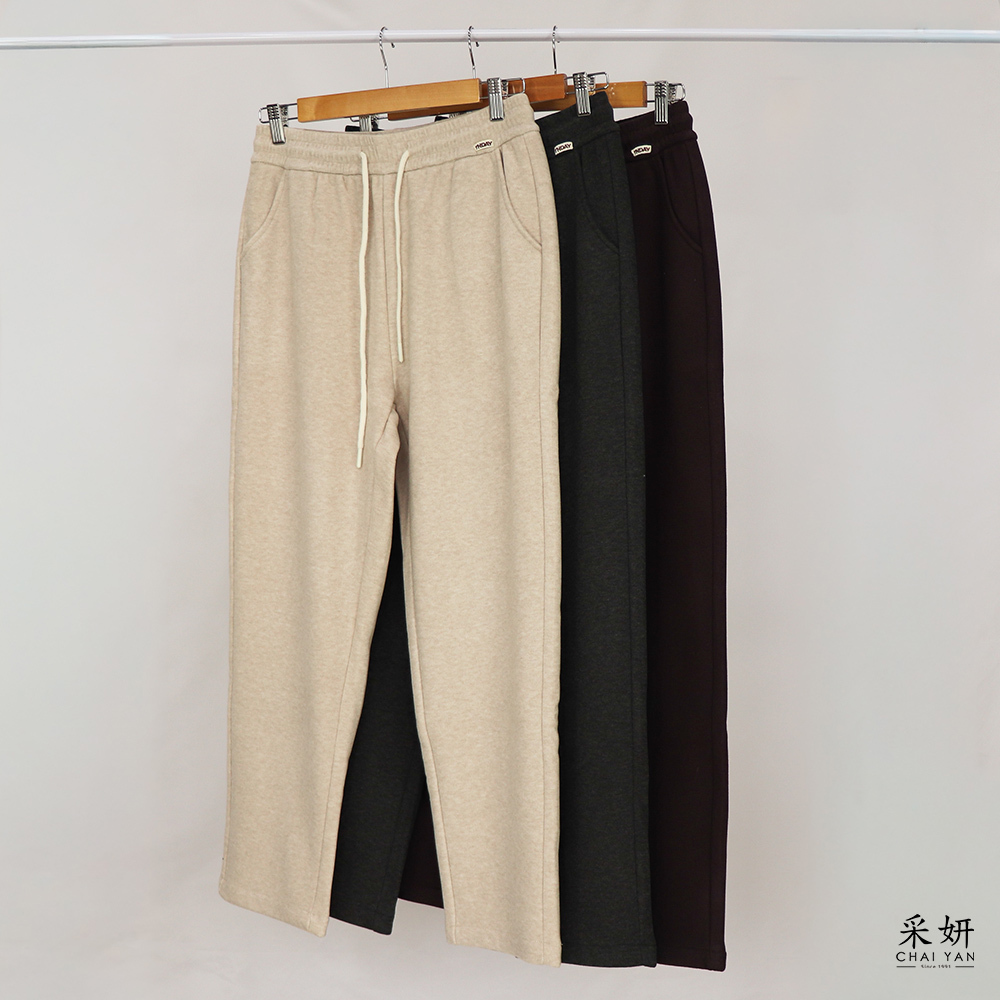全鬆緊帶刷毛休閒棉褲