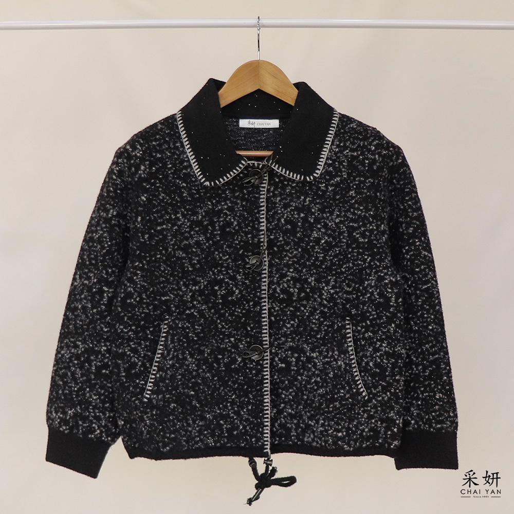 混色亮蔥鈕扣針織外套