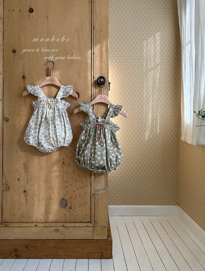 正韓春Monbebe 兩色鄉村感碎花包屁衣