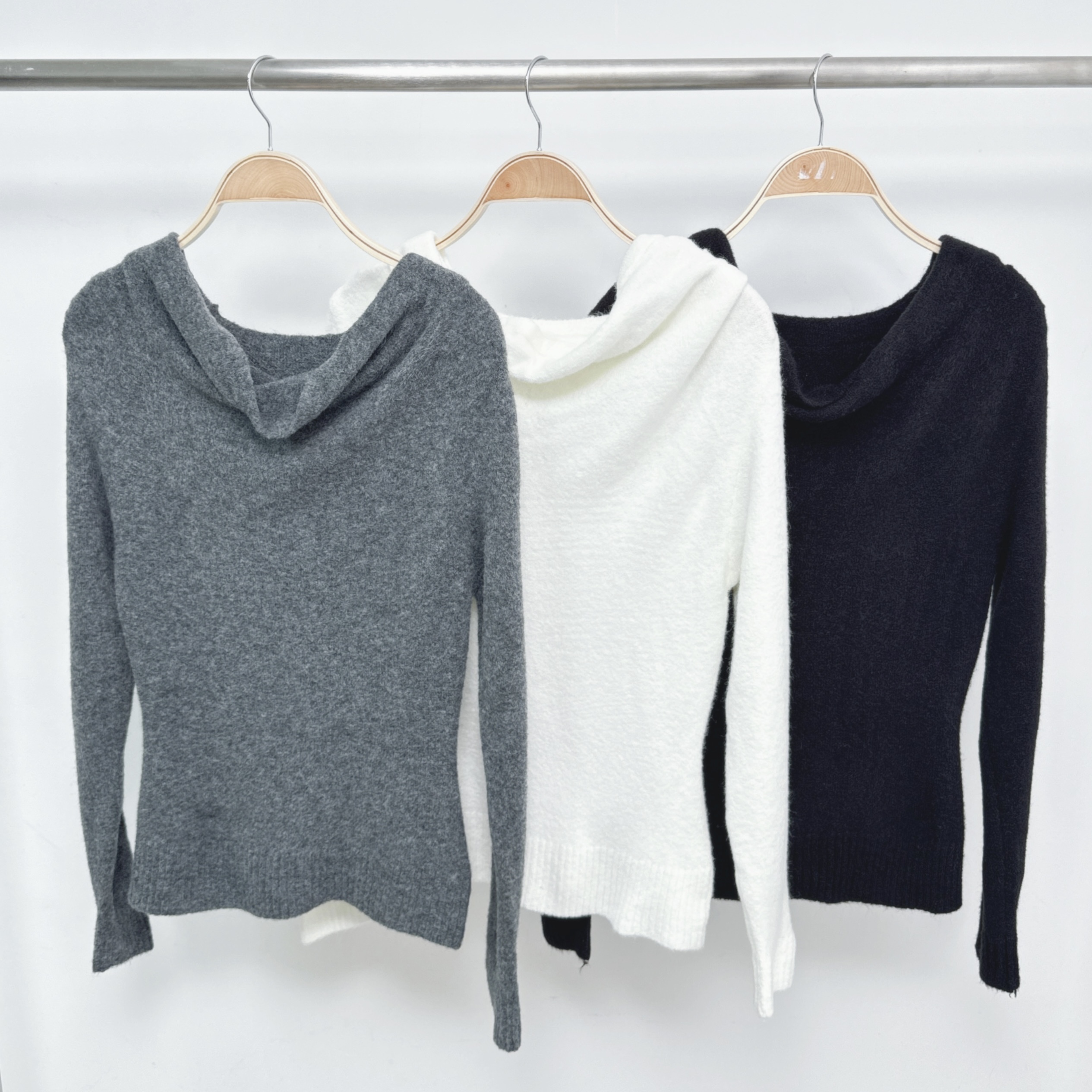 反領修腰彈性針織TOP (E47-E49)