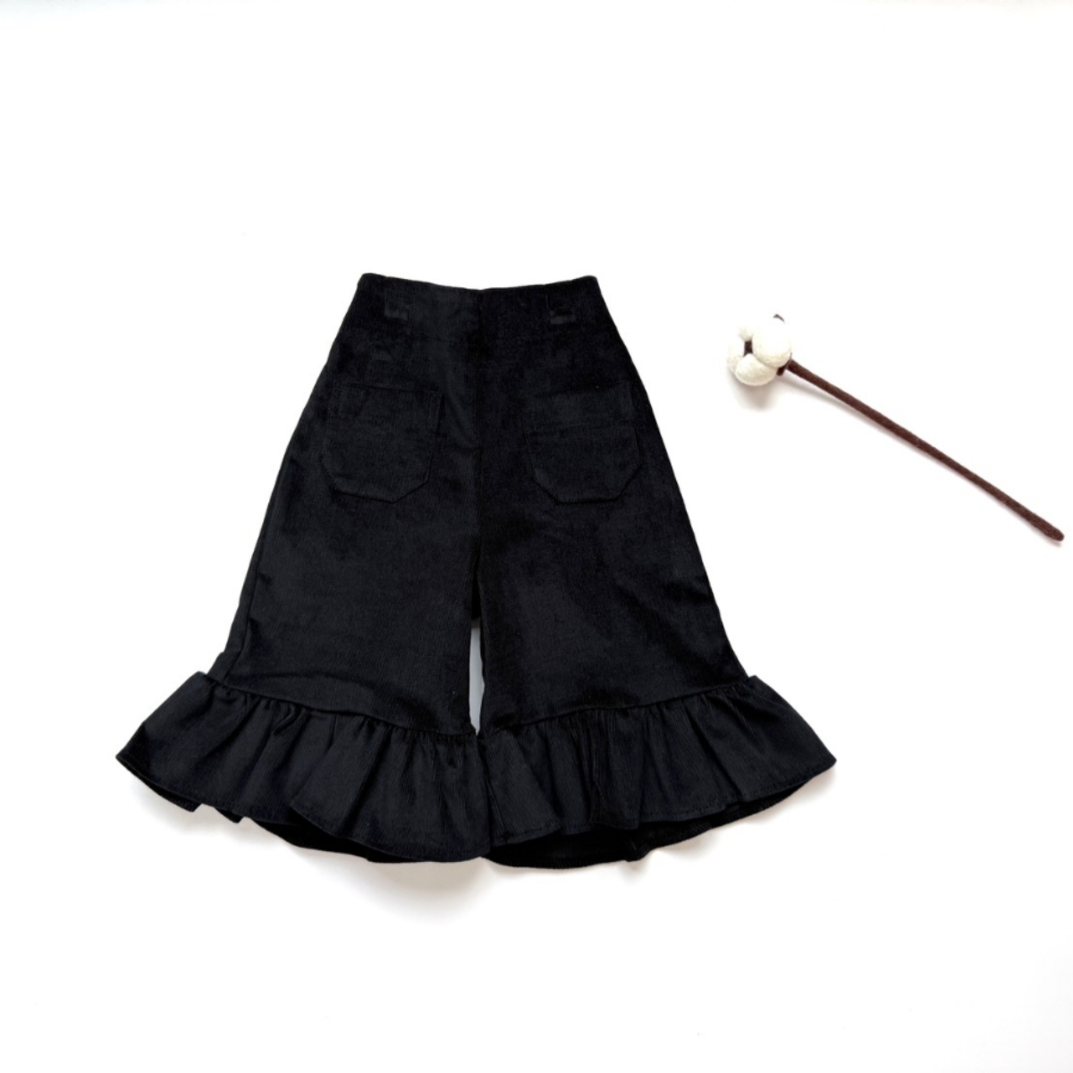 MINIMOM 絨面雙口袋花苞褲 Bree Trou - Black