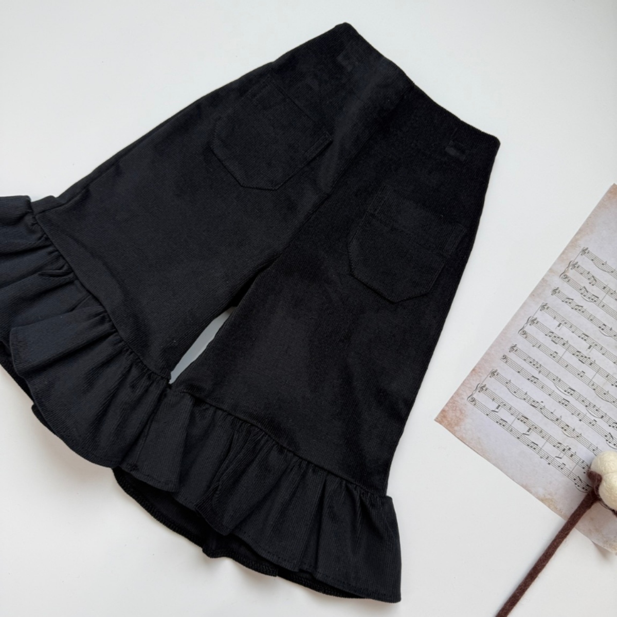 MINIMOM 絨面雙口袋花苞褲 Bree Trou - Black