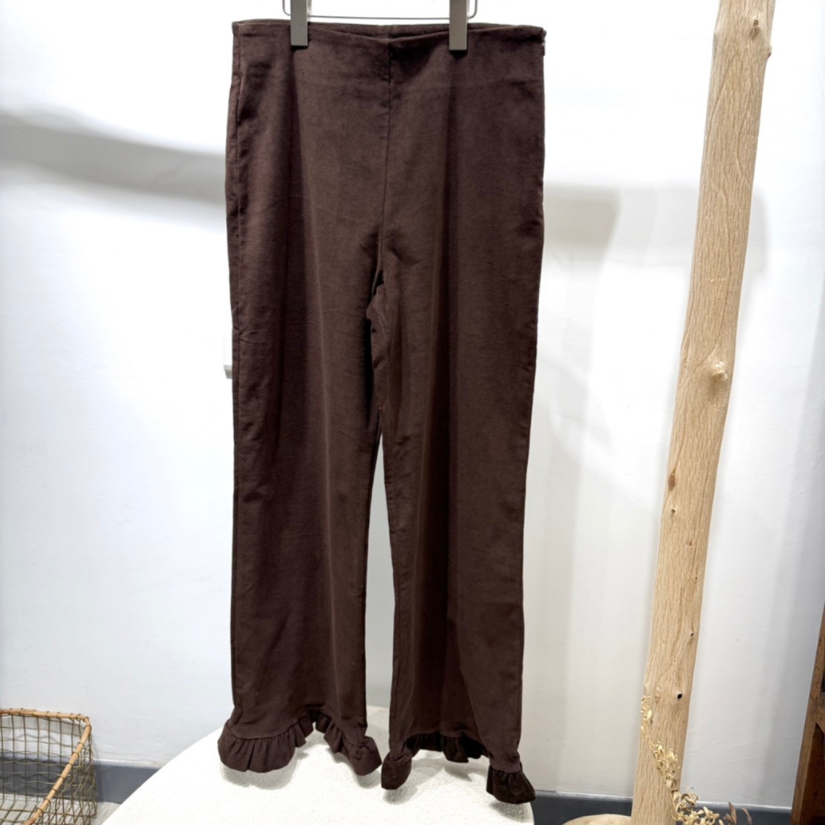 MINIMOM 絨面側拉鍊花苞褲(大人款) Moss Trou - Gingham Black