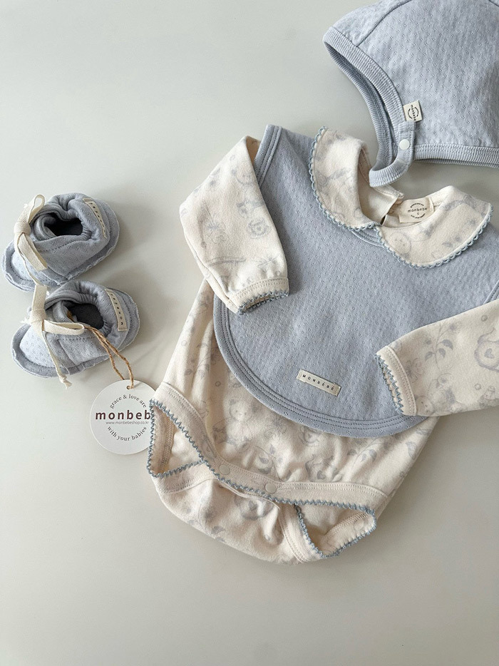 正韓春Monbebe 兩色童趣碎花/木馬包屁衣