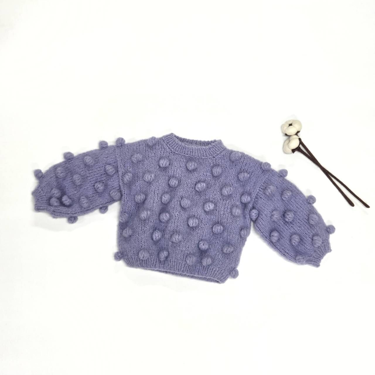 pixie hat 柔軟球球針織上衣 Bubble Jumper KIDS -jasna lawenda 薰衣草紫