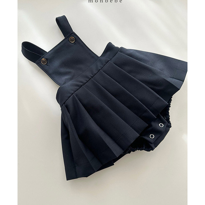 正韓春Monbebe 學院百褶吊帶包屁裙