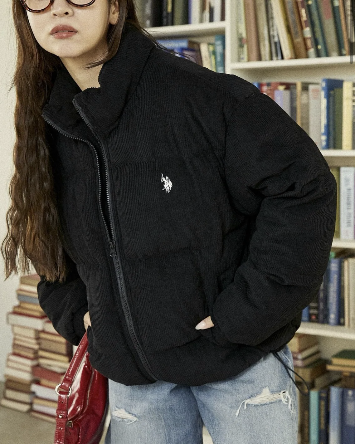 日本 U.S. POLO ASSN x PUBLUX 燈心絨 聯名 外套 復古 保暖 立領 淺藍 黑色