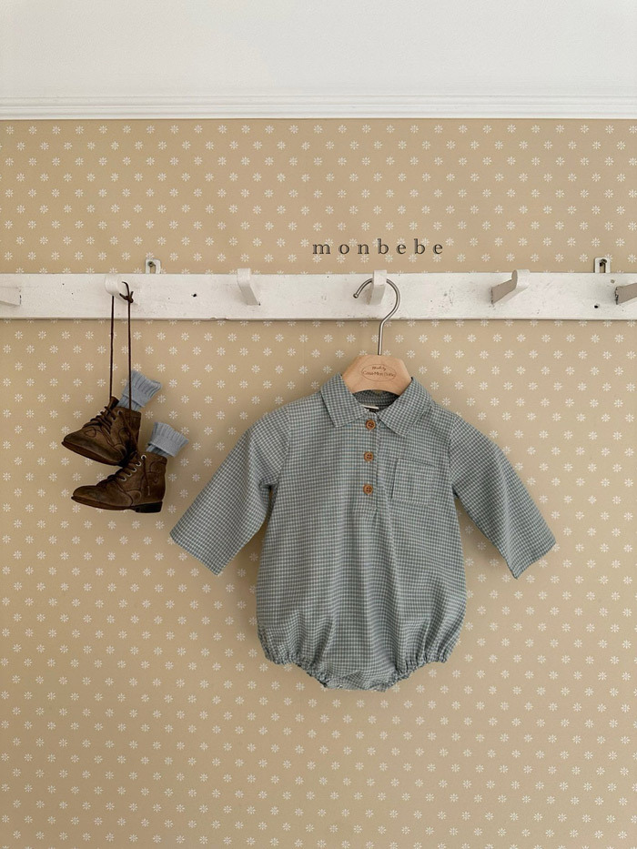 正韓春Monbebe 兩色禮貌格子包屁衣