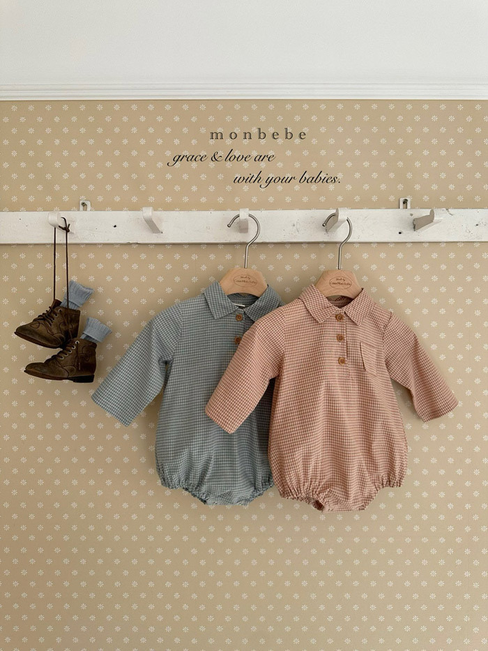 正韓春Monbebe 兩色禮貌格子包屁衣