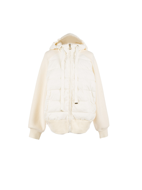 TWIN-SET 連帽拼接鋪棉外套