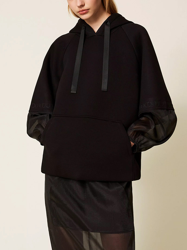 TWIN-SET 拼接連帽T