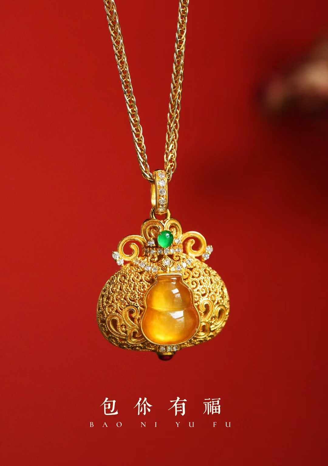 翡翠冰黃翡葫蘆吊墜,天然翡翠A玉, 緬甸玉, Jade, Jadeite