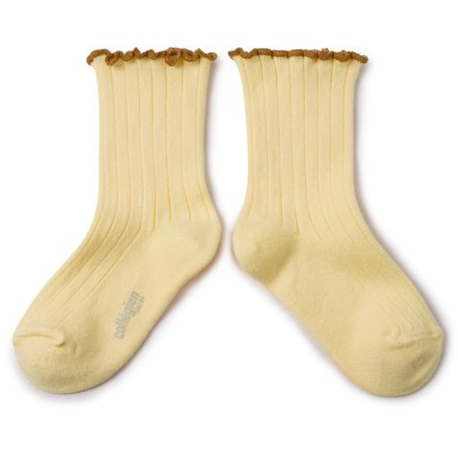 (預購) COLLEGIEN 滾邊跳色羅紋襪 Delphine - 039 Vanille 香草