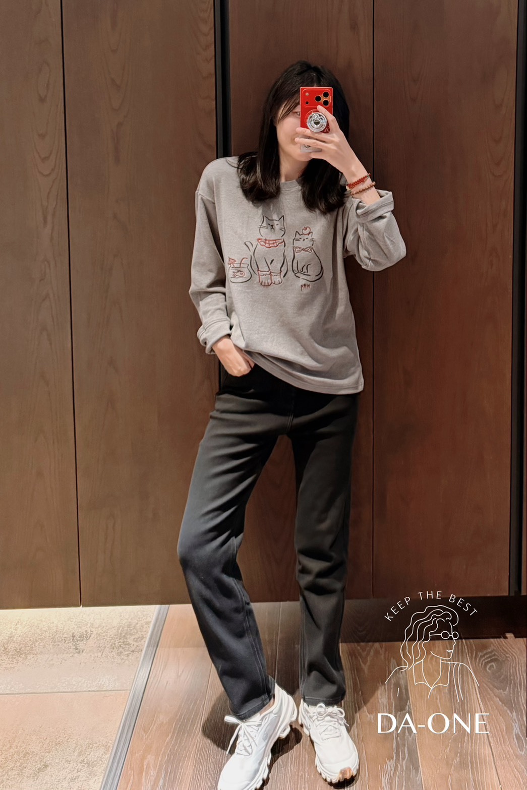 1112 雙貓報喜碳灰德絨上衣