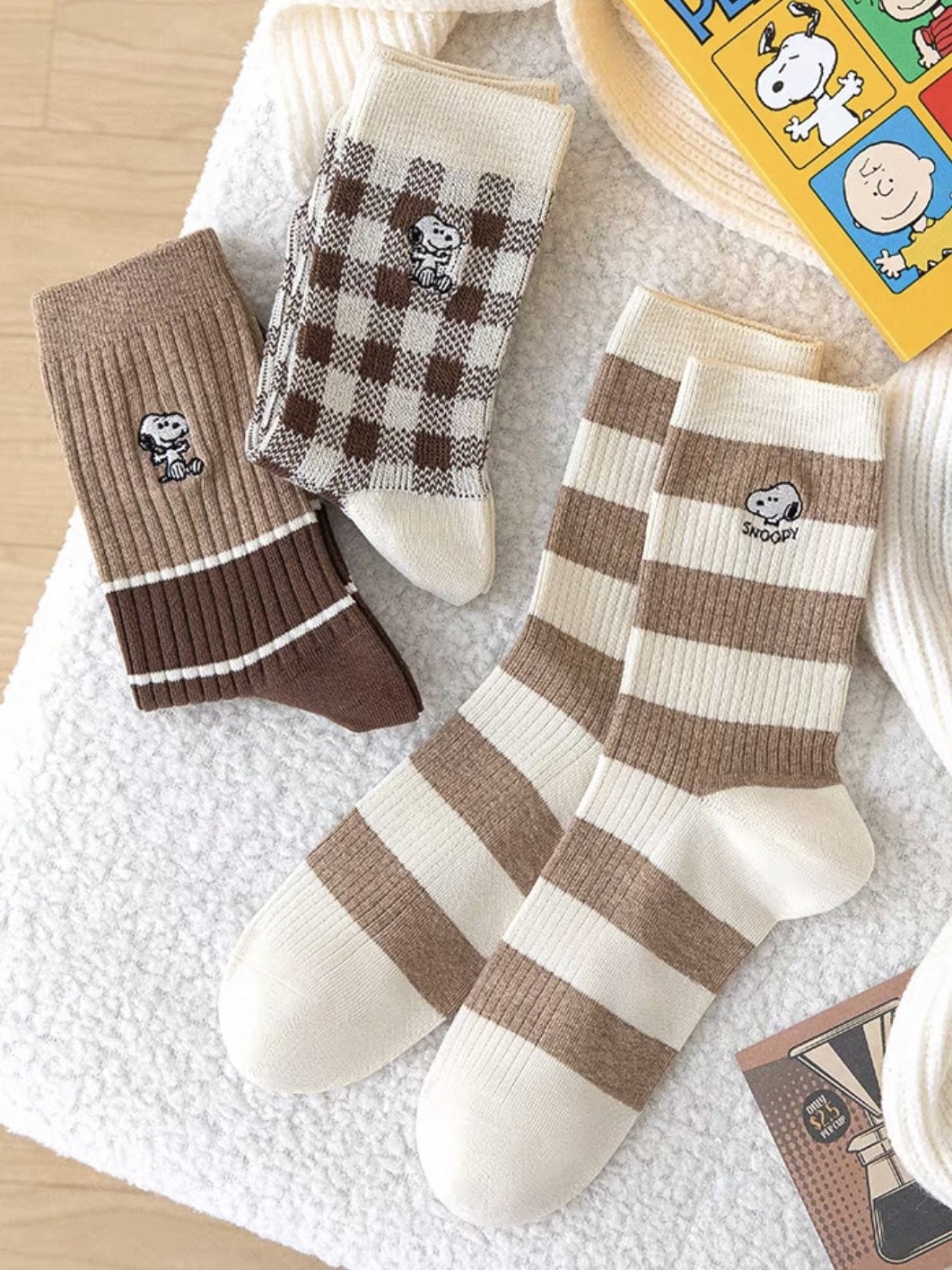 <任兩盒超取免運> 史努比聯名 中筒襪三件禮盒