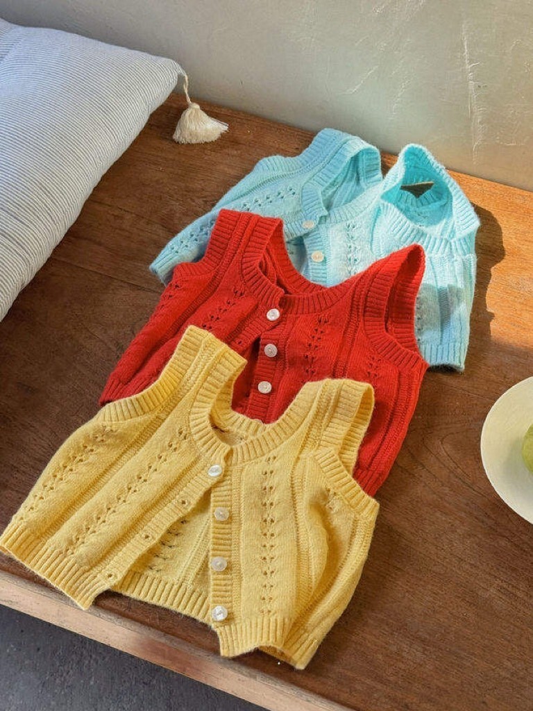 春日糖果洞洞針織背心