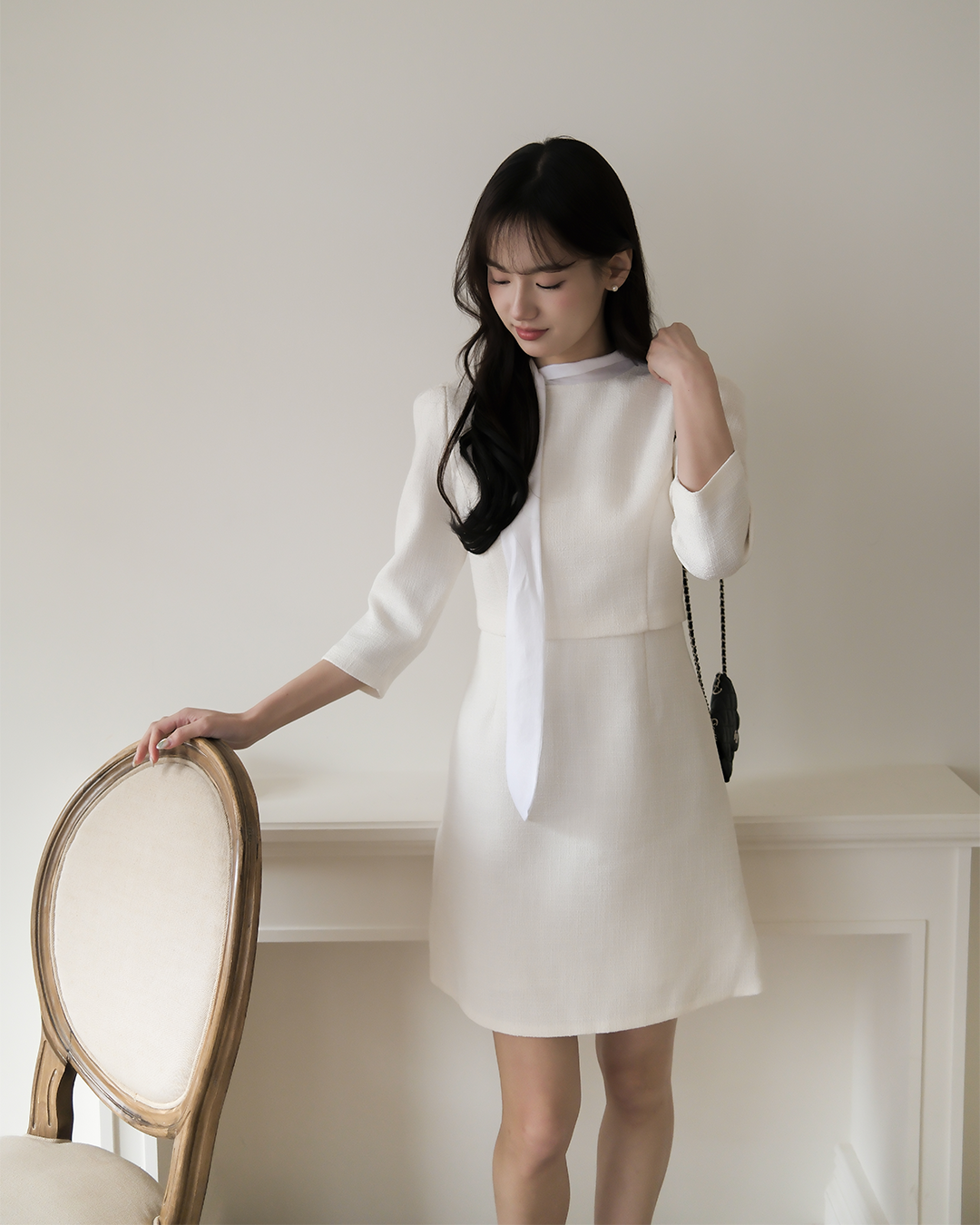 【🌸早春新品 】Elora 法式小香雪紡拼接優雅洋裝( 2 colors )