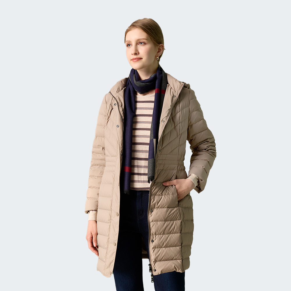 柔霧中長版羽絨外套