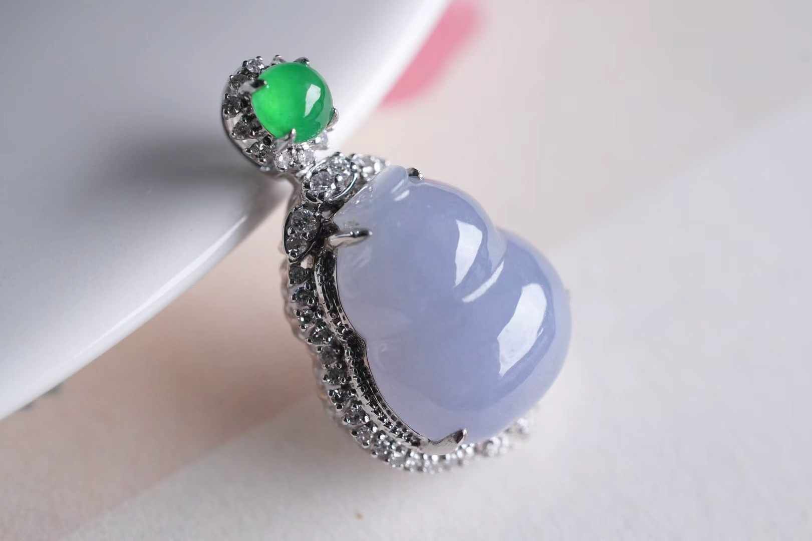 翡翠冰紫羅蘭葫蘆吊墜,天然翡翠A玉, 緬甸玉, Jade, Jadeite