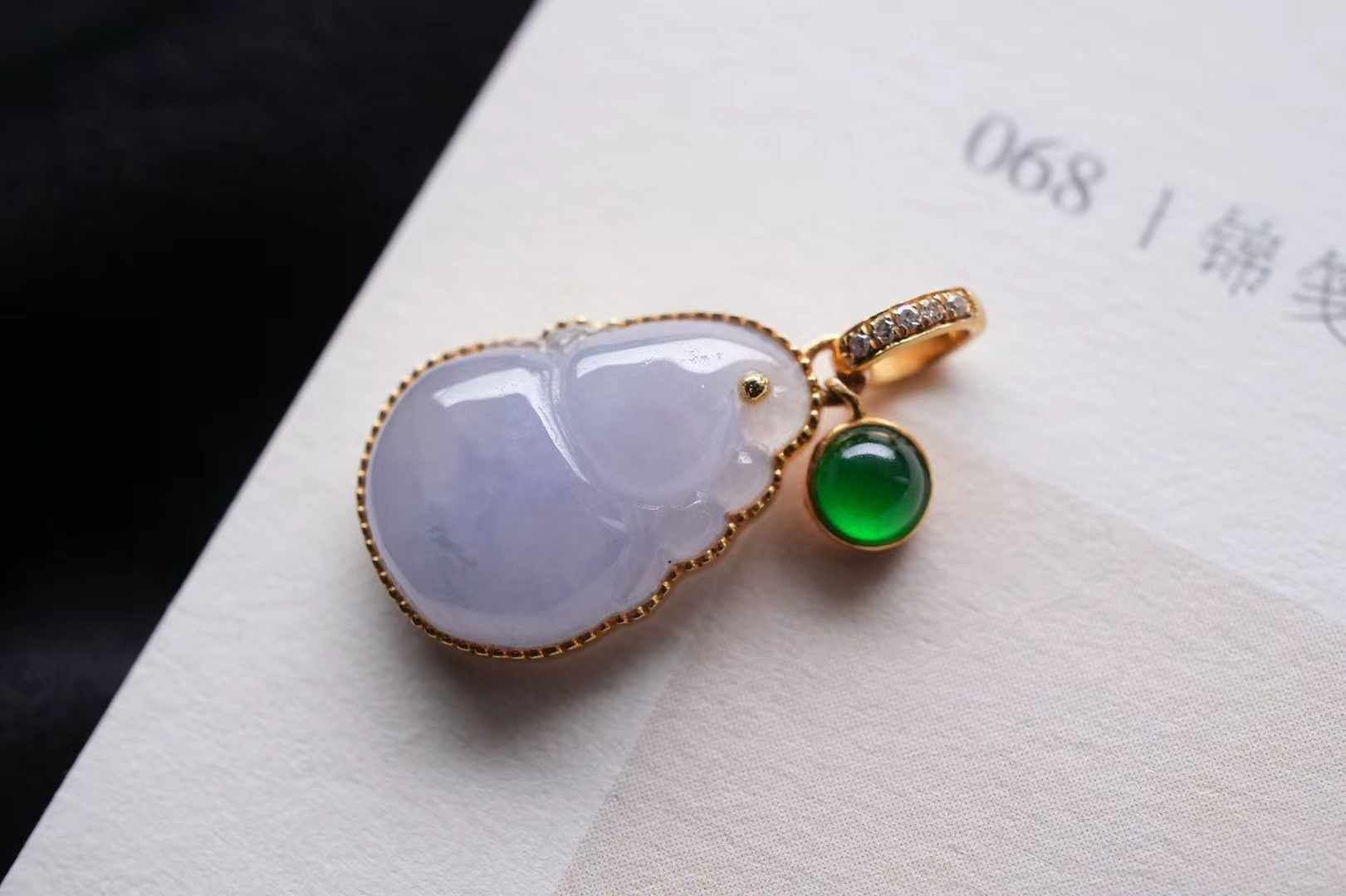 18824 翡翠冰紫羅蘭葫蘆吊墜