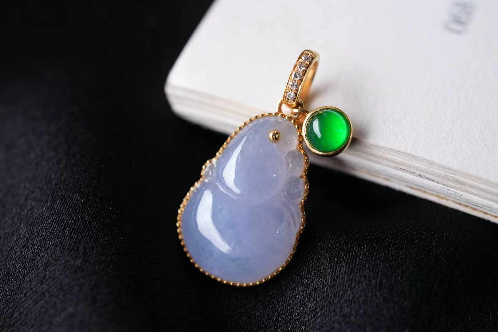 翡翠冰紫羅蘭葫蘆吊墜,天然翡翠A玉, 緬甸玉, Jade, Jadeite