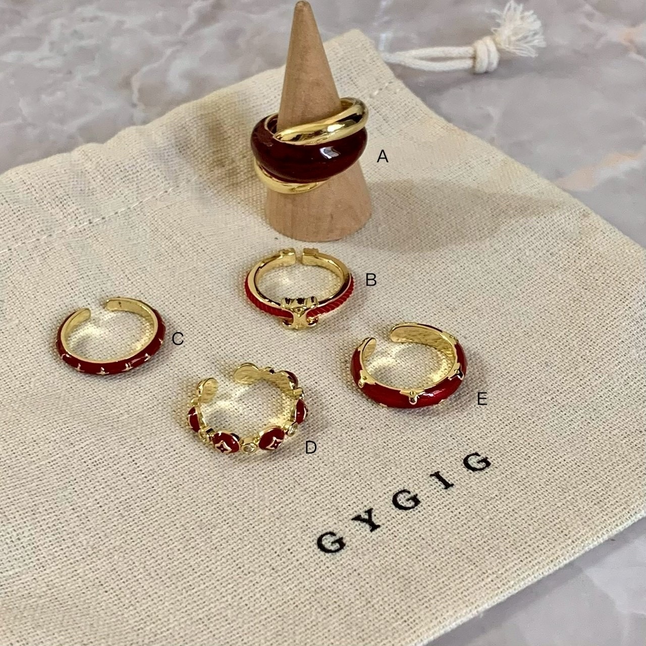 Gy”新年限定安可紅老花”開口戒全系列