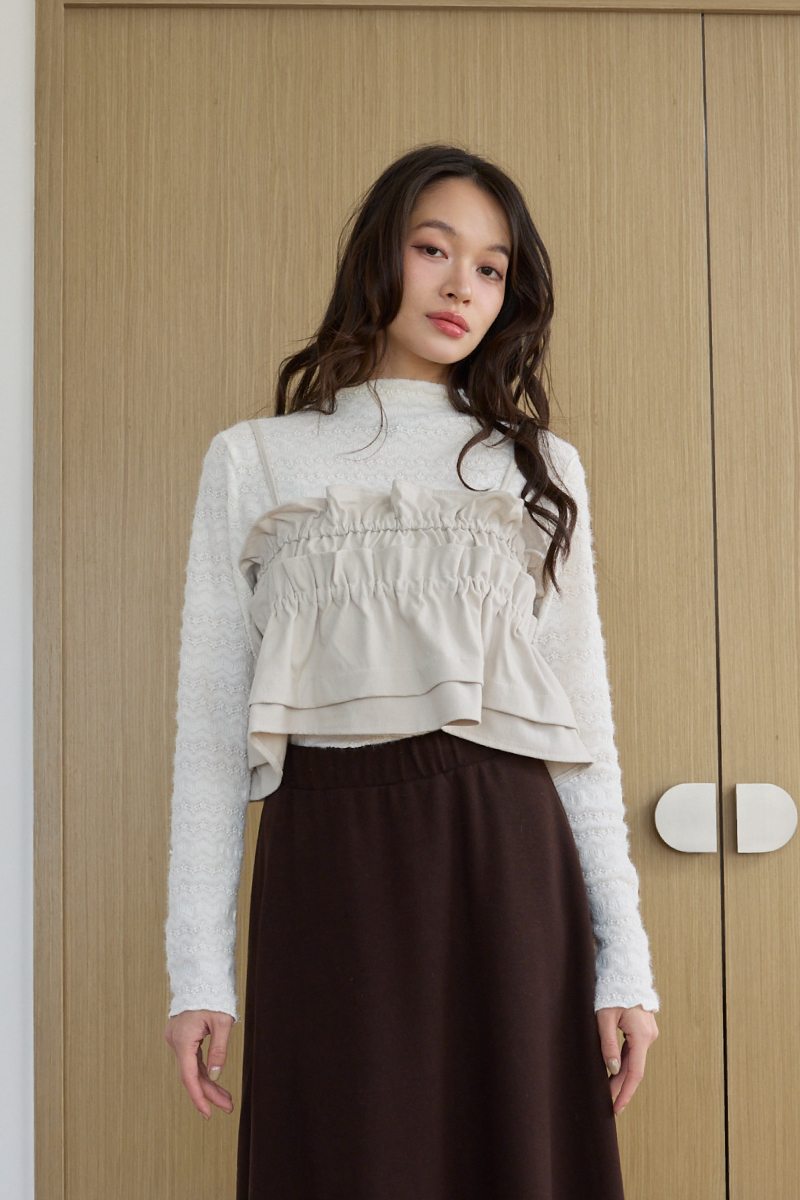 荷葉抓褶綁帶背心上衣