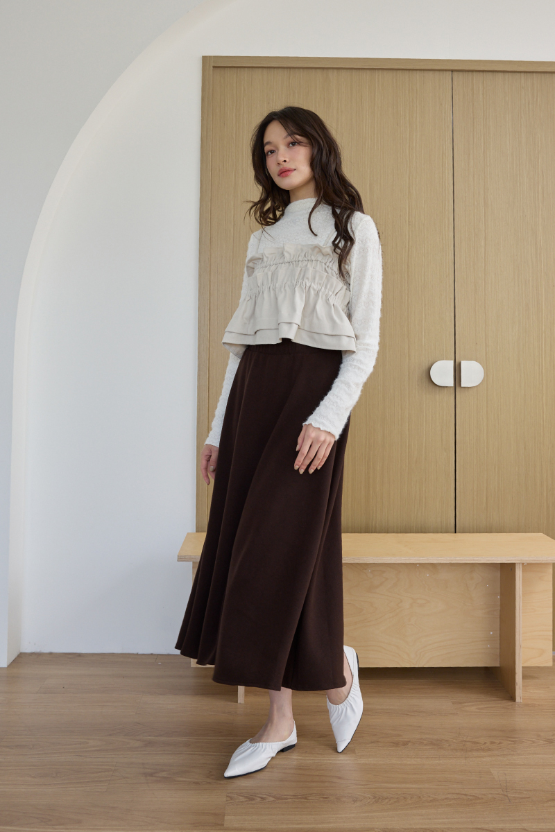 荷葉抓褶綁帶背心上衣