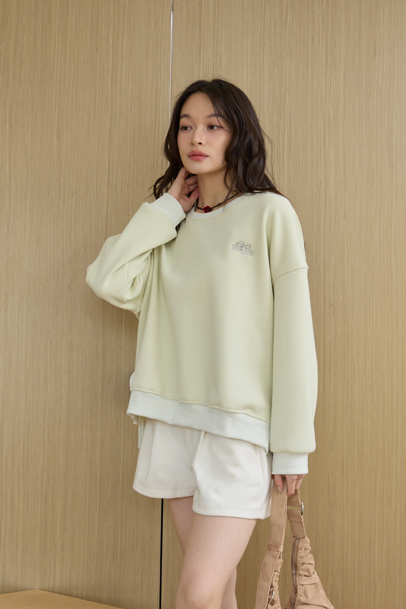 刺繡狗狗磨毛長版上衣