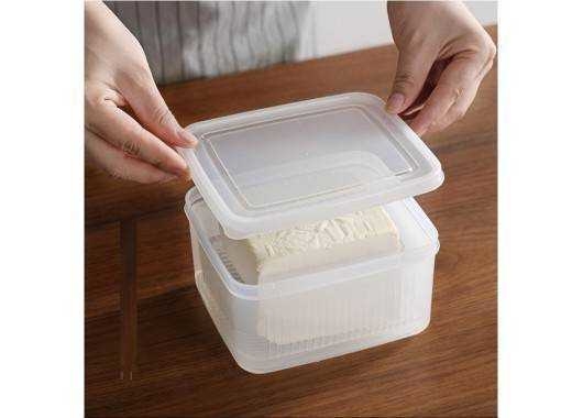 (預購商品) 日本 NAKAYA 方形瀝網保鮮盒1.1L