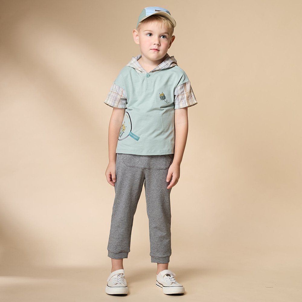 PIPPY HELLO小瓢蟲鬆緊腰圍彈性綿長褲 灰