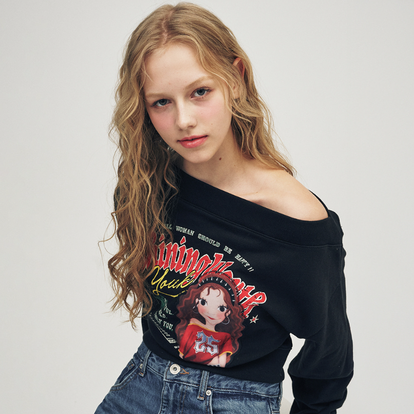 【直播】YOUK SHIM WON LX011933 露肩短版衛衣