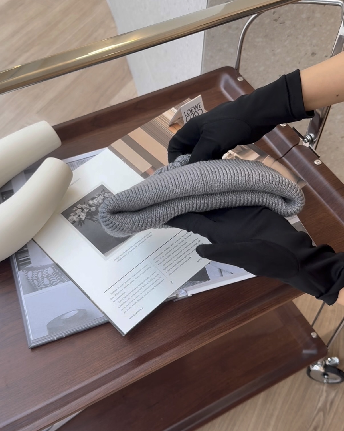 LOEWE｜羊毛毛線帽 灰色